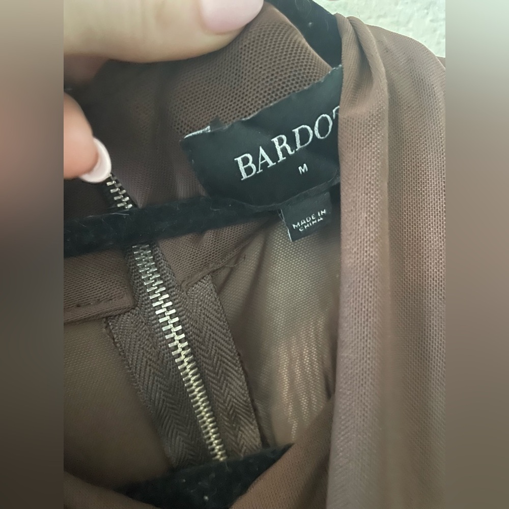 Bardot Chocolate Brown Wrap Crop Top - Picture 3 of 4